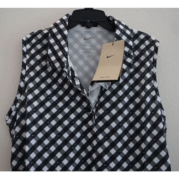 Nike DX1505 Women's Sz XS Black Dri-FIT Victory Sleeveless Printed Golf Polo - Picture 3 of 8